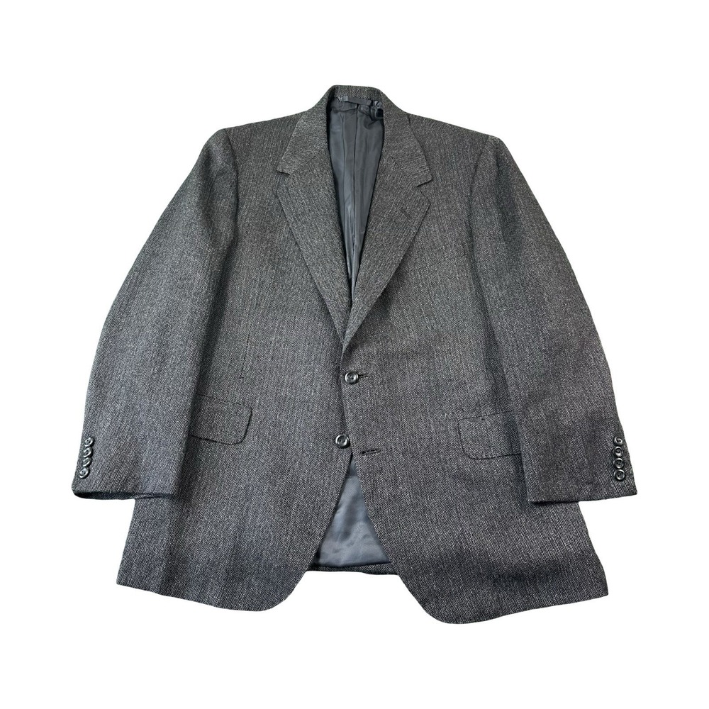 Oxxford Clothes Gray Herringbone Pure Alpaca Men's 2 Btn Sportcoat Size 42S